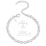 ABPBA Silver Bracelet for Women 925 Sterling Silver Bracelet Infinity Silver Bracelet with Cubic Zirconia Adjustable Silver Bracelet for Women