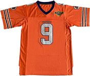 BOROLIN Mens The Waterboy #9 Bobby Boucher Adam Sandler 50th Anniversary Movie Mud Dogs Bourbon Bowl Football Jersey (Orange, Small)