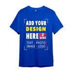 Khaos Customised T Shirt for Men Double Side Printing Personalised Name and Photo Image Tshirts Royal Blue Round Neck Half Sleeve -(2side-Men-RoyalBlue-ydh-M)