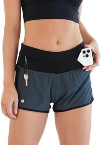 FlipBelt Women’s Running Shorts with Pockets, Running Phone Holder, S, Carbon