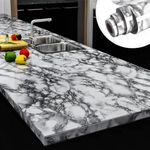 Yenhome Peel and Stick Countertops Waterproof Covers 24"X200" Self Adhesive Marble Wallpaper Peel and Stick for Bathroom Kitchen Countertop Contact Paper Glossy Grey Marble Contact Paper for Cabinet