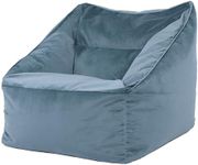 icon Natalia Bean Bag Chair, Mineral Blue, Velvet Floor Chair, Large Bean Bag Armchair, Adult Bean Bag with Filling Included, Living Room Armchair, Bedroom Chair, Accent Chair