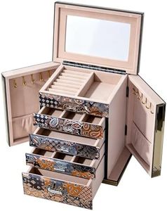 Timetrace Glass Vintage Painting Jewelry Box,5-Layer Storage Case,Art Desktop Decorations Gift for Women,Jewelry Organizer For Necklaces Rings Earrings Bracelets,Gift For Women,Gift For Mom