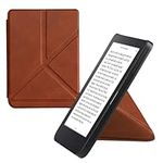 kwmobile Origami Case Compatible with Kobo Clara 2E / Tolino Shine 4 Case - Slim PU Leather Cover with Stand - Brown