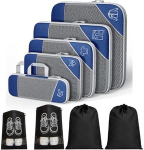 9pcs Compression Packing Cubes for Suitcase, Areaphmet Travel Essentials Packing Cubes Travel Packing Organisers Set Compression Bags for Travel Luggage Organizers for Travel Accessories (Black)