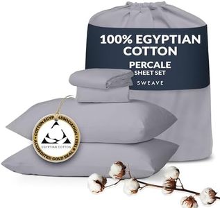 Sweave 100% Egyptian Cotton Percale Sheets Queen Size - Genuine Luxurious 400 Thread Count - Naturally Crisp, Breathable, Skin-Friendly & Cooling - Softer After Each Wash - Oeko-TEX Certified Giza