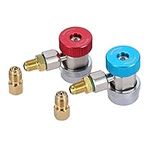 R134A Adapter Fittings, Adjustable R134a Quick Coupler Connector High/Low, AC Freon Manifold Gauge Hose Conversion kit, 1/4 SAE HVAC with 1/4'' Female 1/2 Male Brass Adapter