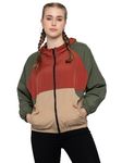 CHKOKKO Women Winter Sports Zipper Stylish Jacket RustBeigeOlive 2XL