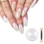 Magic White Pearl Chrome Nail Powder Nails Art Powder Holographic Ice Transparent Aurora