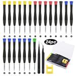 flintronic Glasses Screwdriver New, 24PCS Magnetic Precision Micro Repair Screwdriver Set+ 2PCS Tweezers + Magnetizer, Flathead Phillips Torx Star Screwdrivers Bit Kit for PS4 Watch Jewellers Phone