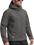 FREE SOLDIER Men's Outdoor Waterproof Soft Shell Hooded Military Tactical Jacket (Gray XXXX-Large/US)
