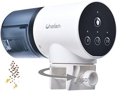 CHERLAM Acrylic Automatic Fish Feeder,Cherlam Fish Feeder Automatic Dispenser,0.05Gal Adjustable Timer Feeder for Aquarium Fish Tank Turtle Tank,Auto Feeding On Vacation,Holidays,?15 cm,H_5 cm,W_5 cm