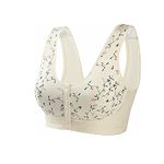 KHDFID Front Button Bra, Convenient Front Button Bra,Front Closure Sports Bras Women Cotton Ultra Soft Cup,Everyday Sleep Bras,Front Closure Cotton Sports Bras for Women Girls (Beige,44)