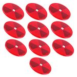 AIEX 10pcs Round Reflector, Safety Reflectors Car Reflectors with Screws Center Mounting Hole for Driveway Fence Gate Post Car Boat Reflector (Round,Red)