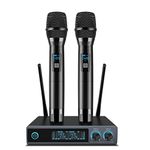 VeGue UHF Wireless Microphone, Metal Professional Dual Channel Handheld Dynamic Mic System, for Karaoke, Party, Church, DJ, Wedding, Meeting, Home KTV Set, Outdoor Events, 200ft(VW-022)