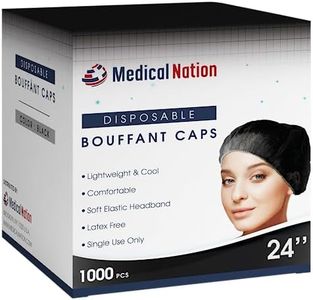 Medical Nation 24" Hair Net Disposable Bouffant Caps |CASE OF 1000, BLACK| Hairnets, Non-Woven, Non-Pleated Hair Cover |for Medical, Lab, Nurse, Tattoo, Food Service, Hospital, Cooking- Size 24" Black