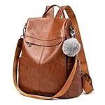 PINCNEL Backpack Womens Rucksack Waterproof Leather Anti-theft Travel School Bag Ladies Daypack Shoulder Bags Tan