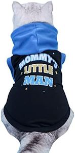 QWINEE Mom Boy Dog Hooded Tank Tops Letter Print Cat Puppy Hoodie Vest Sleeveless Pullover Dog Shirt Stretchy Pet Clothes for Small Medium Large Cats Dogs Kitten Blue L