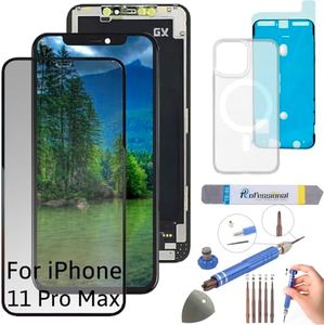 Int'x Hard OLED Display for iPhone 11 Pro Max LCD Screen Replacement Touchscreen with Tool Black with Frame