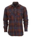 Gioberti Men's Western Brushed Flannel Plaid Checkered Shirt w/Snap-on Button, 1151 - Navy / Brown / Magenta, Medium