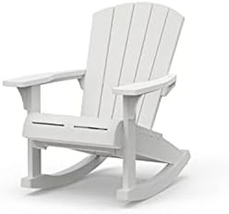 Keter Troy Rocking-Garten-und Terrassenstuhl Adirondack Schaukelstuhl 81 x 95,8 x 102h-Graphit, Weiß, Kunststoff, Large