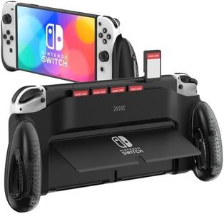 JUSPRO Grip Case Compatible with Nintendo Switch OLED, Unique Switch Accessories Designed Comfortable & Ergonomic Grip with 5 Game Slots