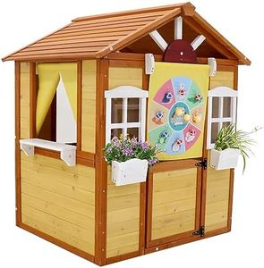 Kids Outdoor Cottage Playhouse, Outdoor Playset with Window & Flowerpot Holder,Kids Outdoor Play Equipment, Play House for Outdoor, Garden, Lawn, Patio, Yard, for Age 3-8 Years