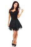 Daisy Corsets Women's Lavish Lace Corset Dress, Black, Small