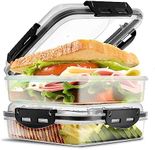 Tafura Sandwich Containers (2 Pack) Sandwich Box | Lunch Containers | Sandwich Containers for Lunch Boxes | Reusable Sandwich Holder, BPA Free (Black)