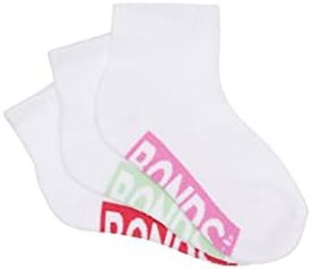 Bonds Kids Cushioned Quarter Crew Socks - 3 Pack, White (3 Pack), 13-3 (8-10 Years)