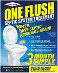 ONE FLUSH - Septic Tank Treatment Packets, 3-Month Supply of Easy-Flush Bacteria & Enzyme Packets - Proactive Prevention for Sewage Backups, Made in the USA