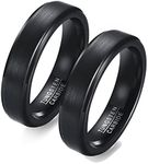 Tungsten Promise Rings, 5MM Black Matching Band Wedding Rings Matte, Women 10 & Men 10