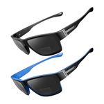 Missfive 2 Pack Unbreakable Bifocal Sunglasses for Men, Sporty Wrap-Around Reading Sunglasses, UV400 Protection, Driving/Sports/Outdoors, 2.5x