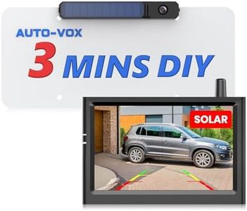 AUTO-VOX Solar Wireless Backup Camera with 5'' Car Monitor, 3Mins DIY Install, Battery Powered & Stable Signal Back Up Camera Systems, IP69K Waterproof Reverse Camera for Van/SUV/Truck