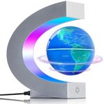 Poojaed Floating Globe Magnetic Levitating Globe Lamp with Multicolor LED Lights, Cool Gadgets C Frame Floating Globe for Office Home Desk Decor, Cool Tech Item for Men Father Husbands Boys and Girls