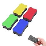 4pcs Whiteboard Dry Eraser Chalkboard Dry Erase Erasers,Mini Magnetic Whiteboard Eraser,4 Colors Dry Wipe Eraser with Thick Felt Pad and Bone Shape,Suitable for Classroom School Office Suppies