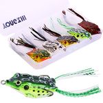 YONGZHI Fishing Lures Topwater Floating Weedless Lure Frog Baits with Double Sharp Hooks Soft Bait for Bass Snakehead Salmon Freshwater Saltwater Fishing (Mix Style)-A