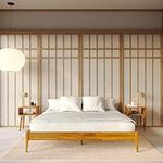 Bme Dinkee Queen Bed Frame Wood 15 Inch - Solid Wood Platform Bed Frame - Japanese Joinery Bed - Modern & Minimalist Style - Wood Slat Support - Easy Assembly - No Box Spring Needed - Caramel