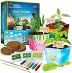 National Geographic Flower & Herb Gardening Kits for Kids - Kids Gardening Set with Stainless Steel Pots, Paint and Decorations, Arts and Crafts Gift, Kids Gardening Set, Kids Plant Growing Kit