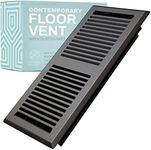 Home Intuition Contemporary Floor Vent Cover 2X10 Inch Floor Register with Mesh Cover Trap Heat and Air Walkable Metal Floor Vent for HVAC Duct, Dark Grey