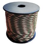 Paracord 550 lbs Reel 9 Strands 100% Nylon Rope, Type III Paracord Tensile 620 lbs. Nylon Cord Great for Survival Gear, Camping Rope, Lanyards, Tent Rope (Forest Camo, 100 ft (30m))