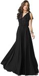 koh koh Plus Size Womens Long V-Neck Sleeveless Flowy Prom Evening Wedding Party Guest Bridesmaid Bridal Formal Cocktail Summer Floor-Length Gown Gowns Maxi Dress Dresses, Black 3XL 22-24