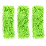 Accessotech Extendable Microfibre Floor Mop Cleaner Sweeper Wooden Laminate Tile Wet Dry (x3 Replacement Mop Heads Green)