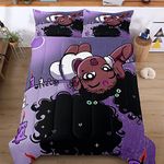 Purple African American Black Girl Twin Bedding Set, 3D Print Microfiber Comforter Set ,Birthday Gift for Black Women Girls 1Comforter 2 Pillowcases