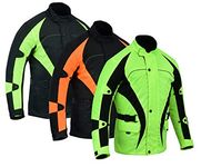 warrior gears® Motorcycle Riding Jacket Men's Riding, Textile Racing Motorbike Jacket, Hi-Vis Bikers Top with CE Armored | Men's Waterproof Jackets (Black, 10XL)