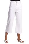 Roman Originials Denim Culottes for Women UK Ladies Cotton Cropped Trouser Wide Leg Jean Stretch Pants Capri 3/4 Length Three Quarter Summer Loose Casual Spring Lounge Pockets - White - Size 12