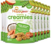 Happy Baby Organics Creamies Freeze-Dried Veggie & Fruit Snacks with Coconut Milk, Apple Spinach Pea & Kiwi, 1 Ounce (Pack of 8)