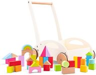New Classic Toys 11320 Wooden Baby Walker with Blocks, Multi