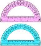 ZZTX 2 Pack Plastic Protractor 6 Inches Math Protractors 180 Degrees for School Office Supplies, Blue/Pink