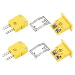 MECCANIXITY Mini K Type Thermocouple Wire Connectors Male Plug with Panel Mount Mini Socket 220°C(428°F) for Thermocouple Sensor 2 Set